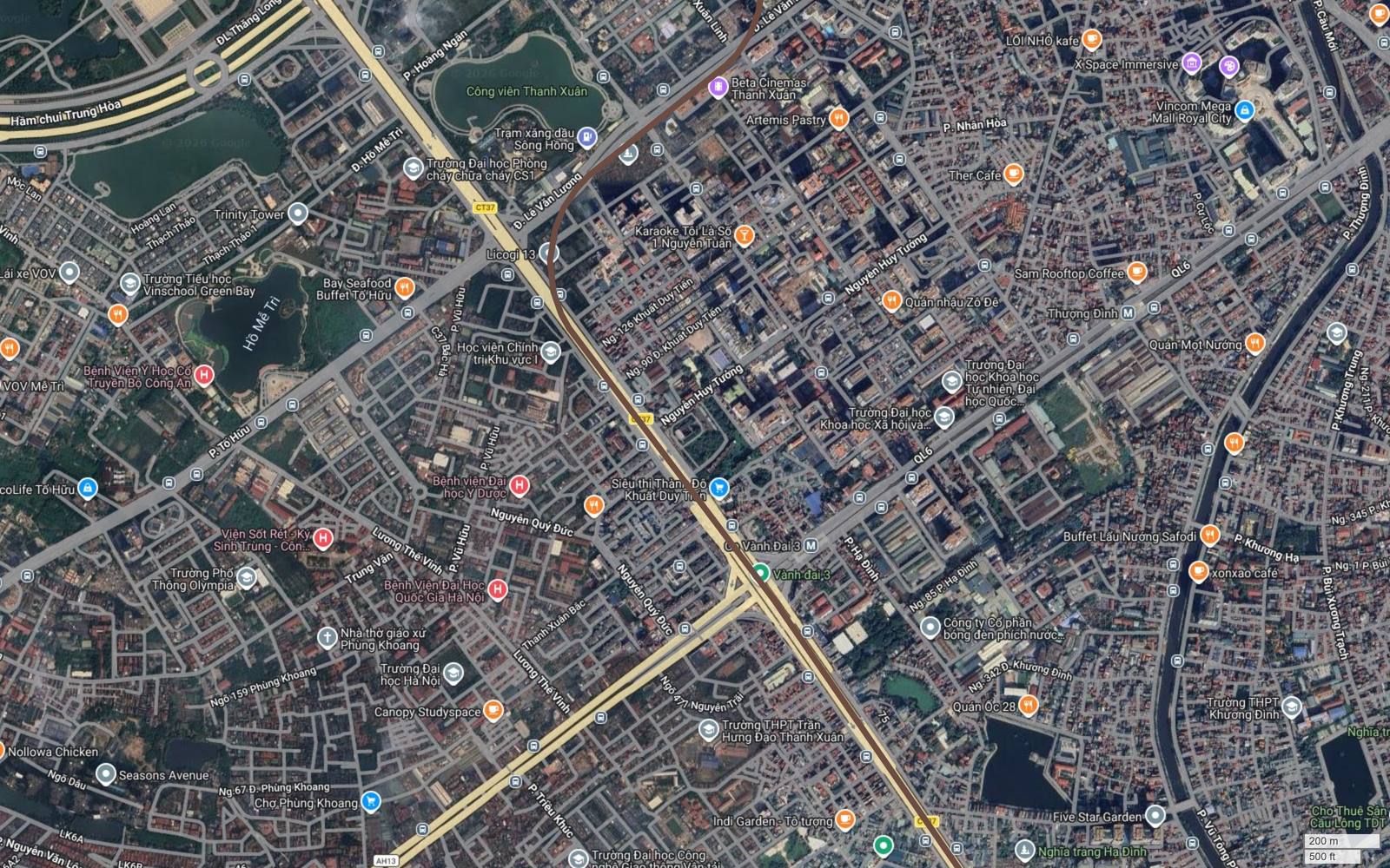 Địa bàn Thanh Xuân trên tuyến metro số 7 Hà Nội, hành lang nhập Vành đai 3 tại Khuất Duy Tiến cạnh nhà ga Vành đai 3 của tuyến 2A Cát Linh Hà Đông