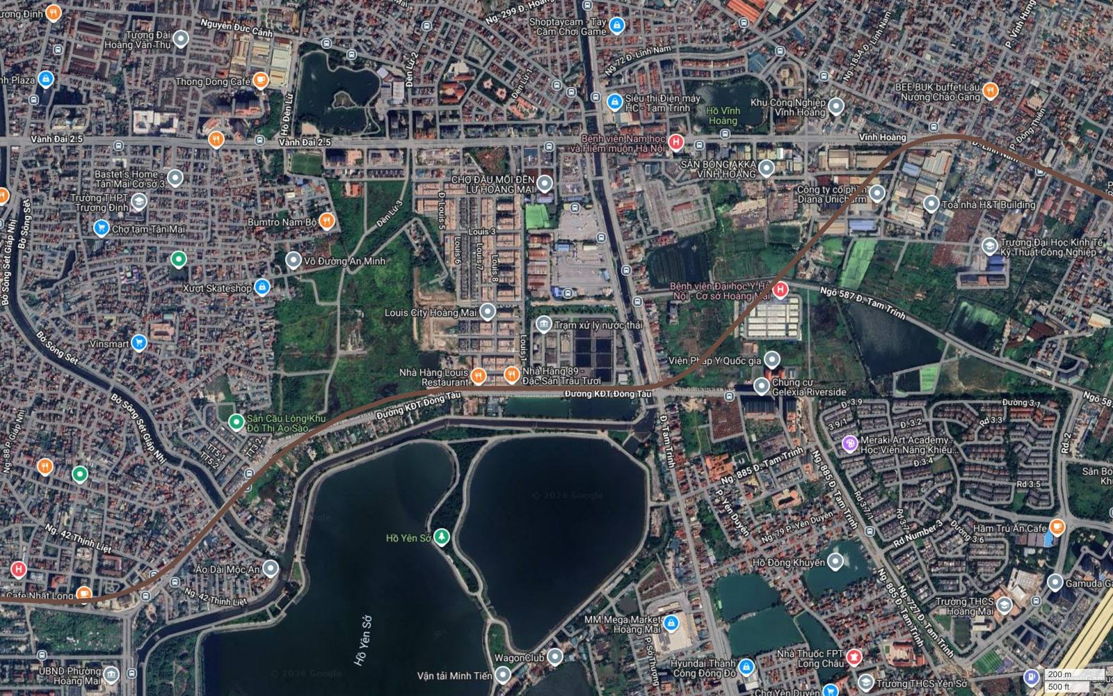 Địa bàn Vĩnh Hoàng và Yên Sở trên tuyến metro số 7 Hà Nội, hành lang qua khu công nghiệp Vĩnh Hoàng cạnh Bệnh viện Đại học Y Hà Nội cơ sở Hoàng Mai