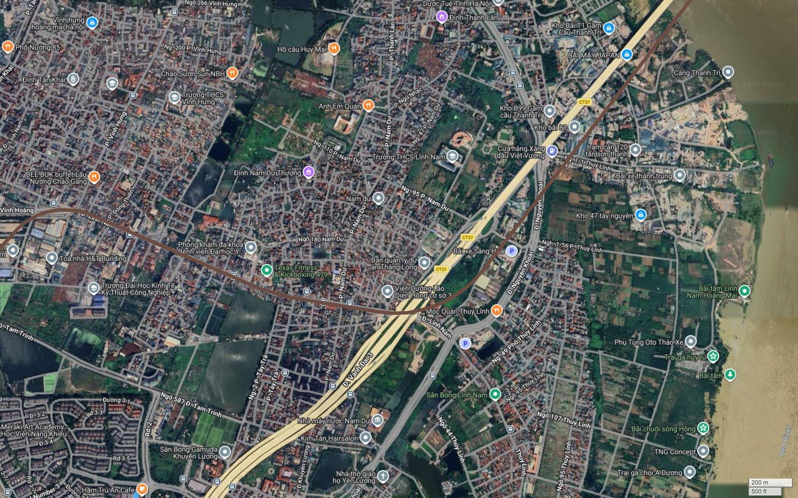 Địa bàn Lĩnh Nam, Nam Dư và Thúy Lĩnh trên tuyến metro số 7 Hà Nội, hành lang bám cầu Thanh Trì qua chuỗi kho bãi ven sông Hồng
